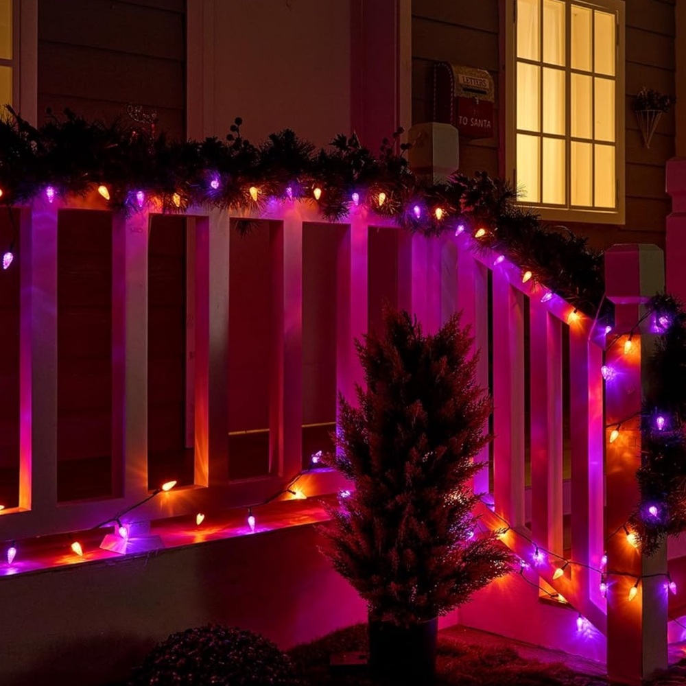 Brightown Solar Operated C6 Purple & Orange  Halloween Outdoor Lights